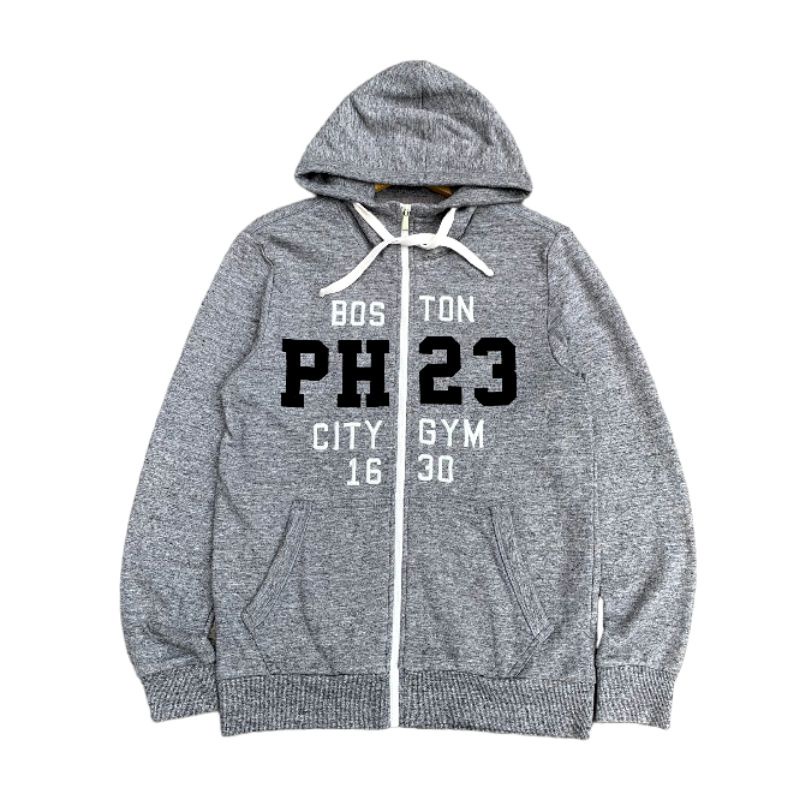 Jaket jumper jemper Zip hoodie polham abu abu bordir #lfba16 original brand asli ori murah