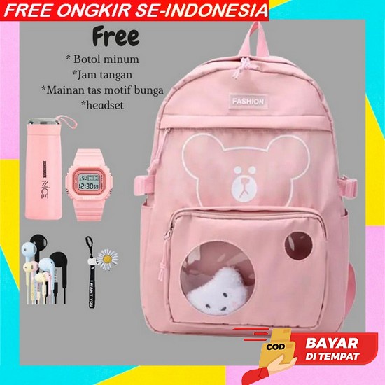 Tas Sekolah Anak Perempuan Mode Korea Sd Smp Sma Backpack Wanita Terbaru 2023 Tas Ransel Beard Tipe-