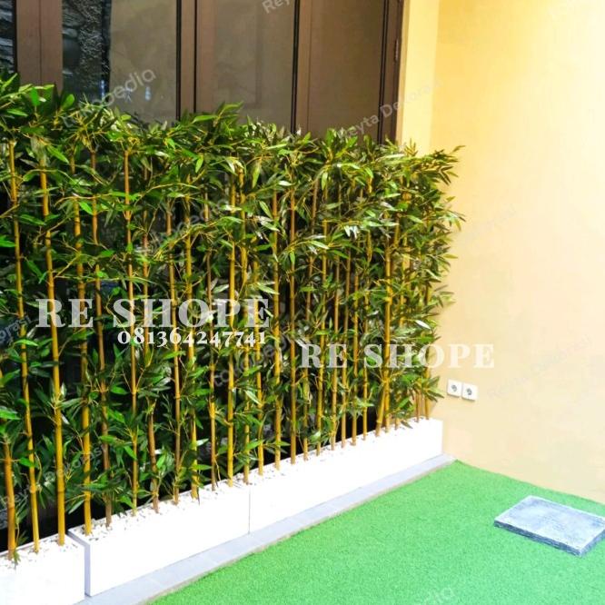 Partisi Bambu Tinggi 170Cm Bunga Hias Pohon Plastik Bunga Hias Plastik