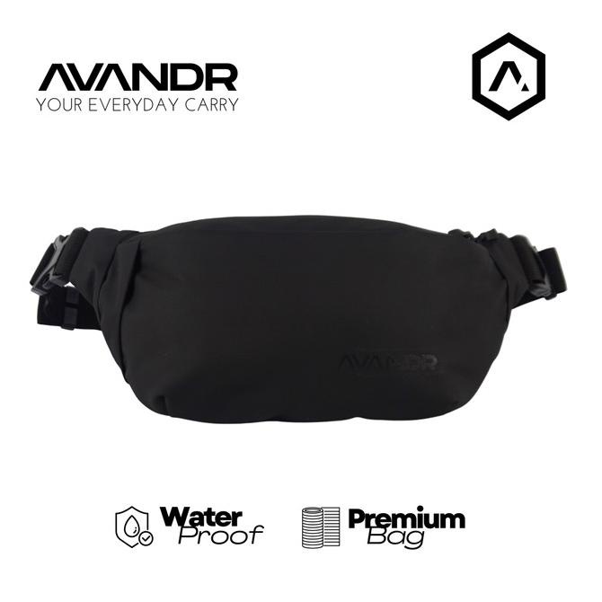 AVANDR 2X Black Matte Waist Bag Tas Pria Medium Waterproof Multifungsi