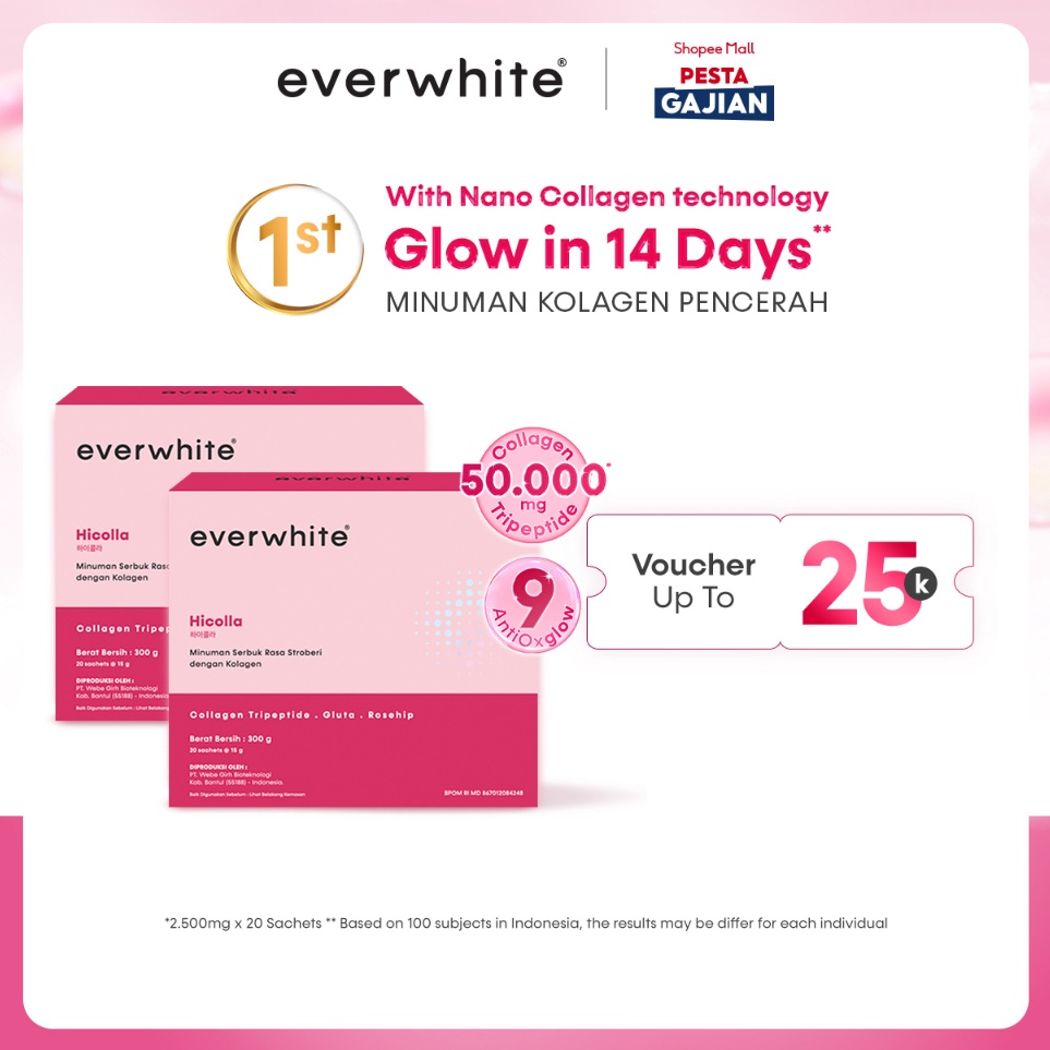 

Ready Stock Everwhite [Twinpack] Hicolla Minuman Pencerah Kulit 20s - 2PCS ⇬