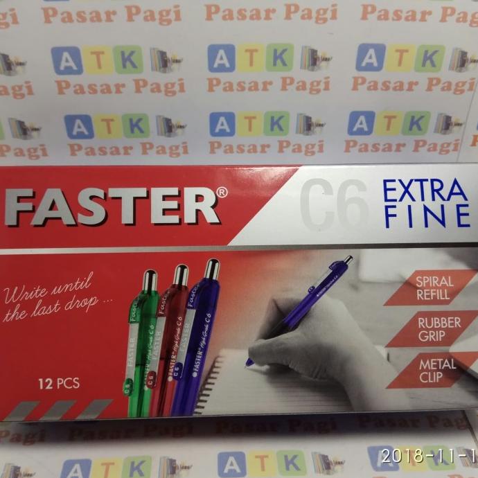 

Faster Pen C6 Isi 12 Pcs Hitam Dan Biru