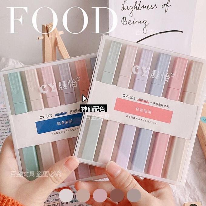 

Aisystuff 6 Pc Set Wenduo Super Soft Head Highlighter Kotak Spidol Dua