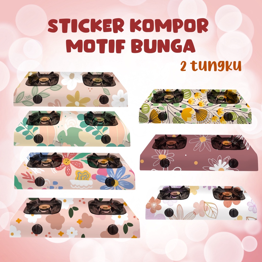 Stiker Setiker Sticker Kompor 2 Mata Tungku MotifBunga floris Aestetik 100x50 rinnai