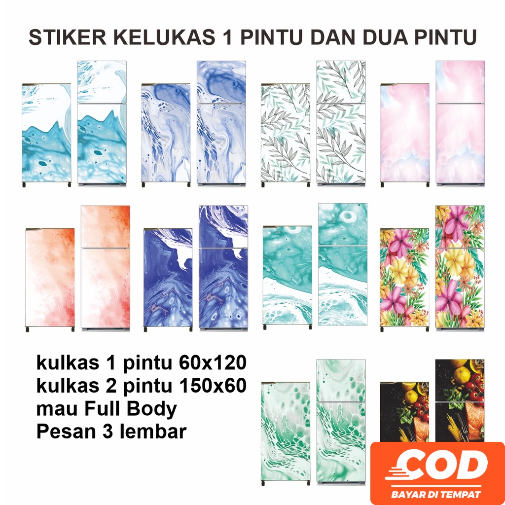 Stiker Kulkas 1 Pintu dan 2 Pintu motif Marmer