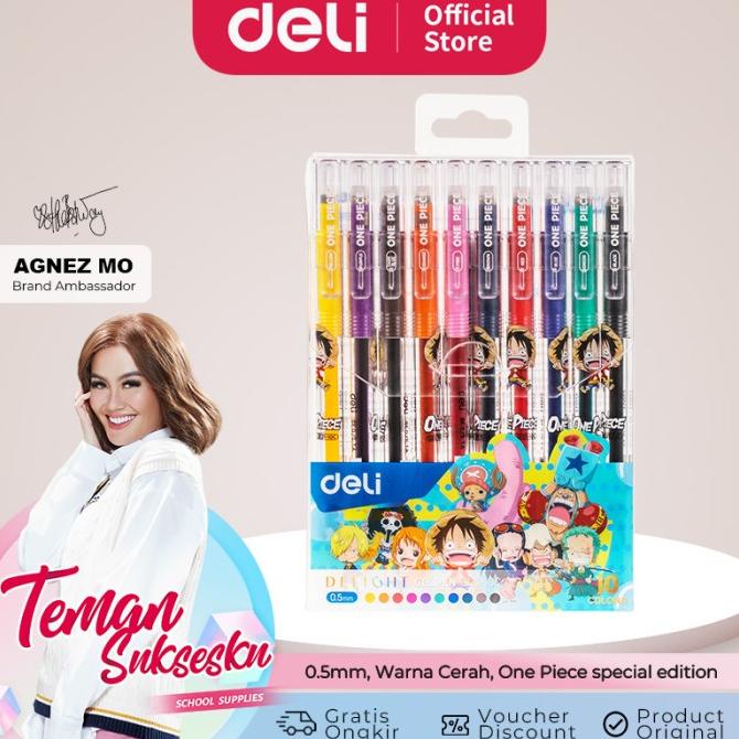 

Deli Color Gel Pen / Pulpen Gel Warna 0.5Mm 10C One Piece Cg121-10C