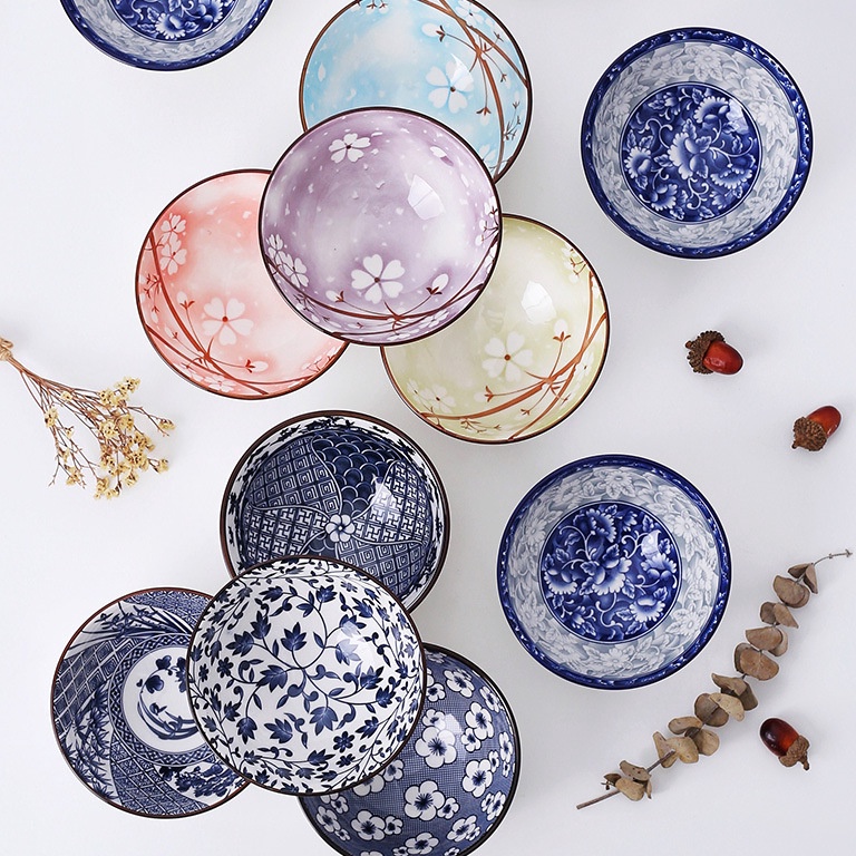 Lariza Souvenir Mangkuk Set Mangkok Keramik Hand painted Japanese Wedding Gift Box Hampers Kado