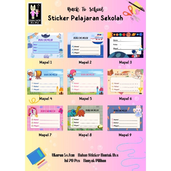 

(Isi 20 Pcs) Stiker Label Buku Pelajaran / Stiker Mapel