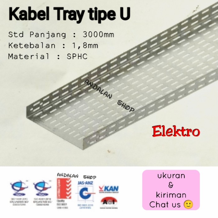 Terlaris Kabel Tray U 400 X 100/ Kabel Tray/ Pelindung Kabel 400 X 100