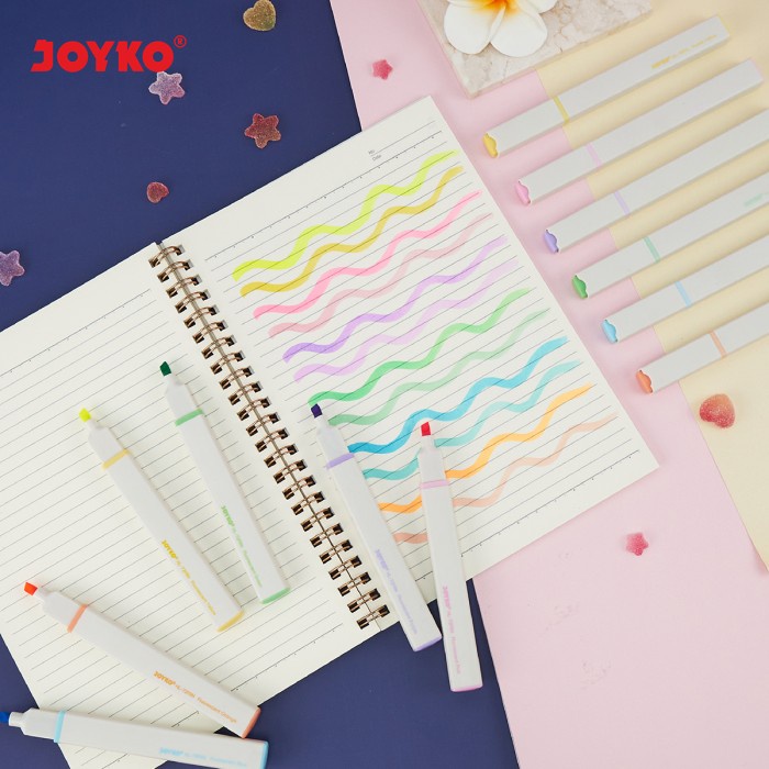 

Penanda Berwarna Highlighter Joyko Hl-72Frn ~ 72Ptl 6 Warna
