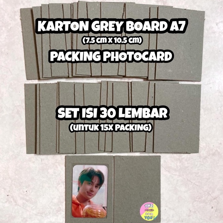 

[KODE PRODUK 7YJ0T6344] [READY] Bundle Paket Isi 30 Lembar Karton Grey Board A7 Packing Photocard PC Trading Card TC Kpop Tebal Kokoh Murah