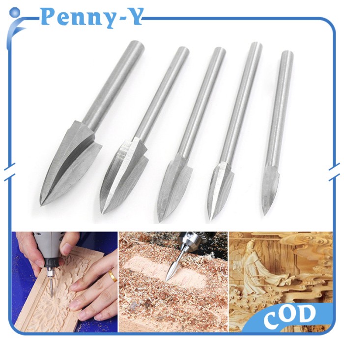 

Terlaris 5Pcs Mata Bor Ukir Kayu Elektrik Dengan Milling Cutter Carving Tool