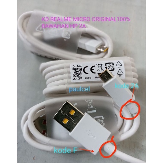 [KODE PRODUK SACQN7262] Kabel Data Realme Micro Original100%Copotan Hp