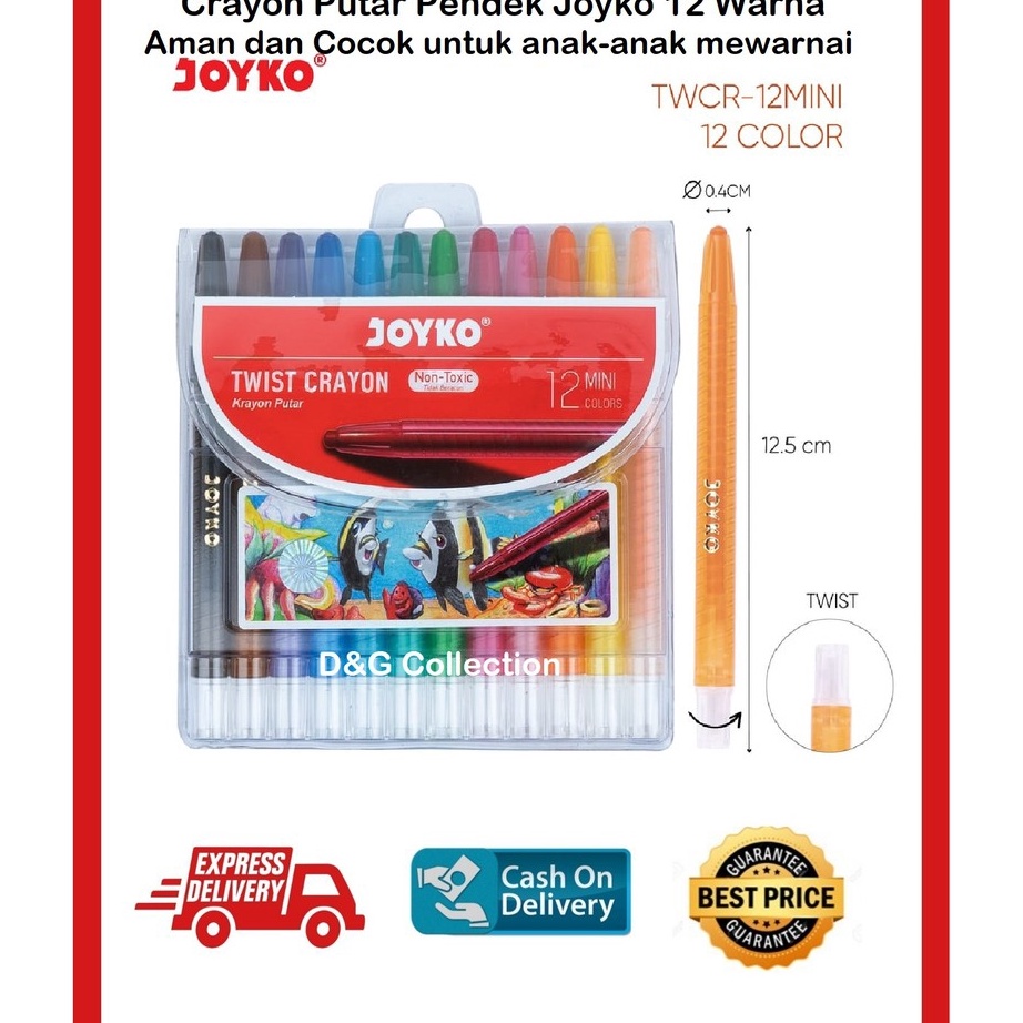 

[KODE PRODUK CVQWU3750] CRAYON JOYKO 12 WARNA PUTAR PENDEK / OIL PASTEL JOYKO 12 WARNA