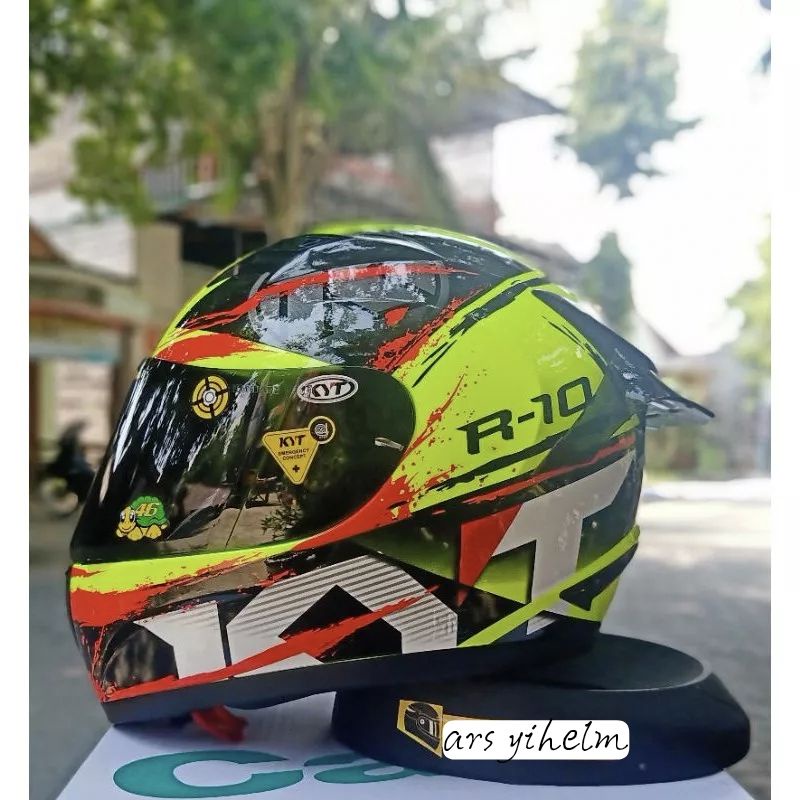 HELM KYT R10 SERI 2 YELOW FLUO PAKET GANTENG