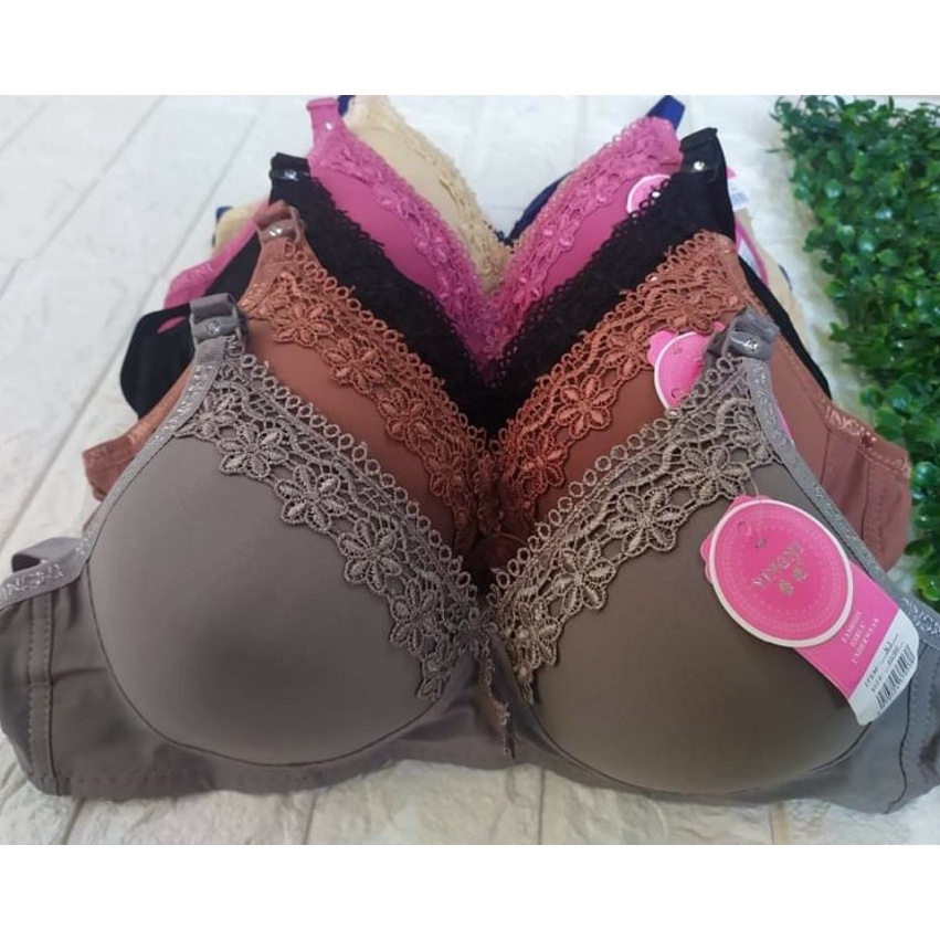 Best✮ PVZDH BH Bra Busa Renda Bunga Lembut | BH Tanpa Kawat Kait 2 | Size 34-36-38-40 | Real Picture