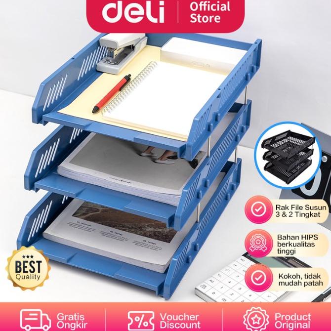 

Deli File Tray Rak Penyimpan File 2&3Tingkat Bahan Plastik E9208 E9209