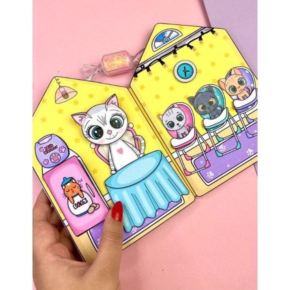 Cat House Paper Doll Anak Mainan Edukasi Sudah Disusun Siap Dimainkan