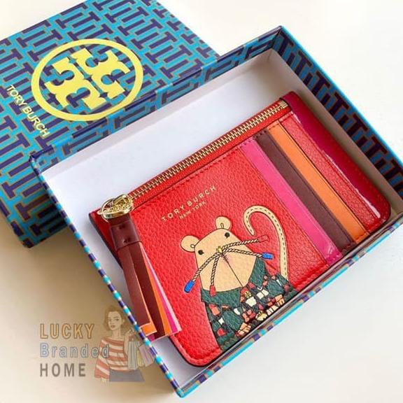 

Dompet Tory Burch Card Holder Rita The Rat Top Zip Card Case Original