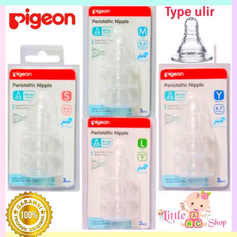 RECOMENDED|| ORIGINAL Pigeon Slim Neck Peristaltic Nipple Isi 2 3 (Nipple Saja) / Nipple ulir pigeon