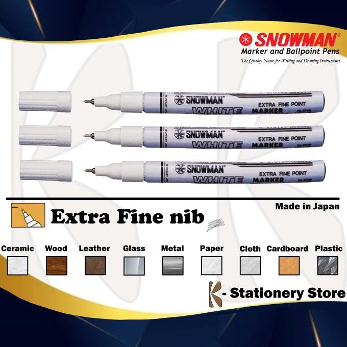 

Spidol Permanent White -- Snowman Paint Marker - Extra Fine (Efwp)