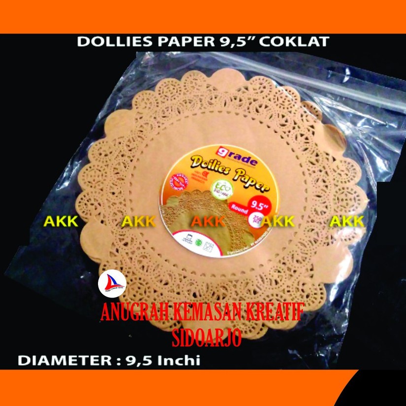 

DOLLIES PAPER 9,5 INCH / 23, 27 CM COKLAT / PUTIH (250 LEMBAR)