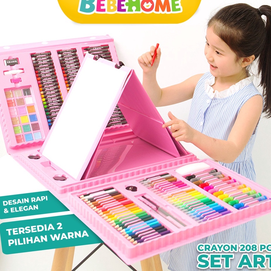 

Bebehome Crayon Anak Pengasah 208pcs Set Alat Menggambar Melukis anak Crayon Cat Air Pensil sgd