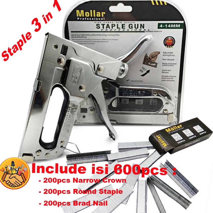 

Free Ongkir Staple Gun Tembak Tacker Staples Stepler Hekter mollar 3in1 jok kulit kardus