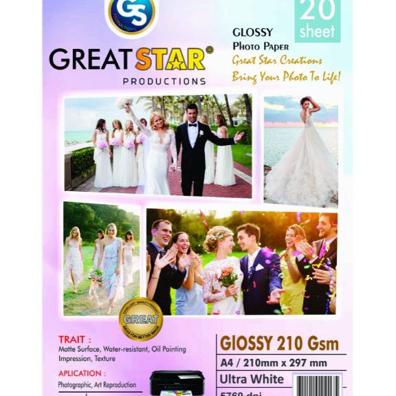

[KODE PRODUK SP9FG8850] GLOSY PHOTO PAPER 210 GSM A4/20 LEMBAR