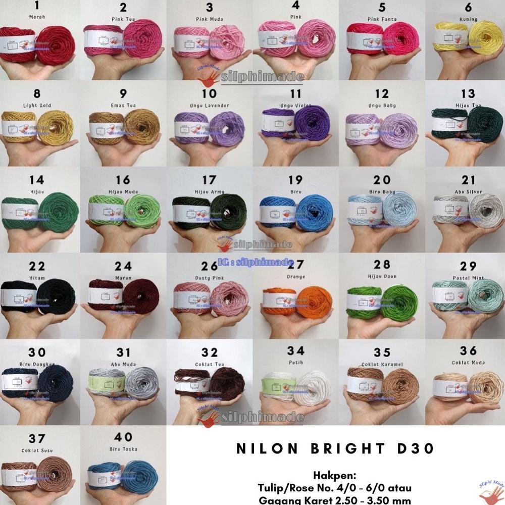 Ready Benang Nilon Bright D30 / Benang Rajut Nylon