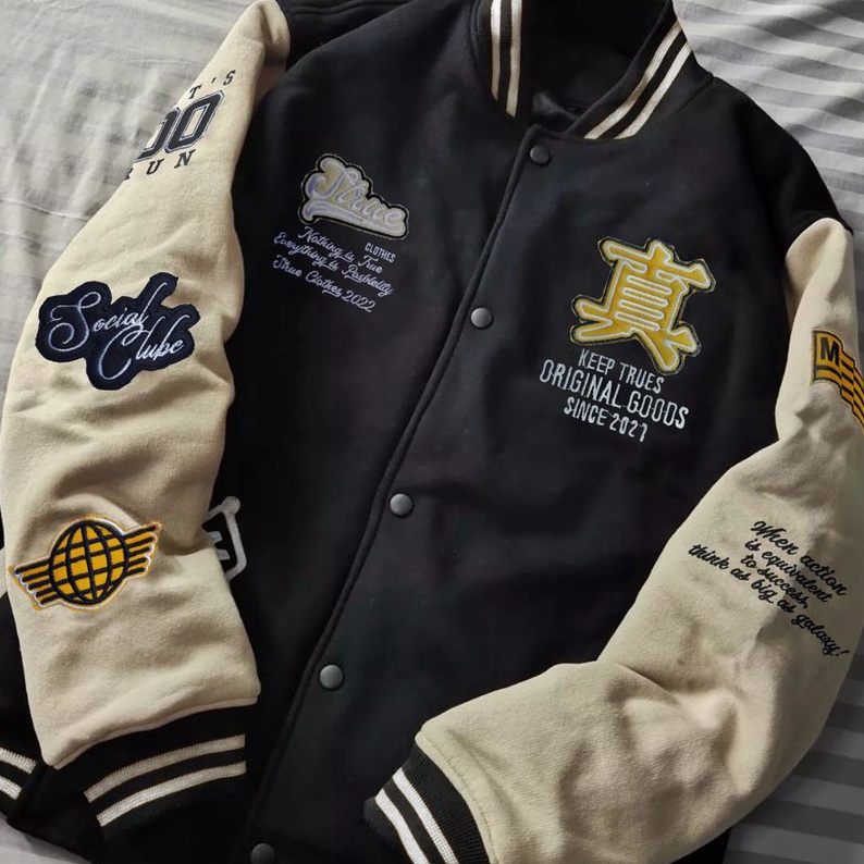 Terlaris Jaket Varsity Baseball Original Ful Bordir - Jaket Bomber Varsity Original Premium Vintage 