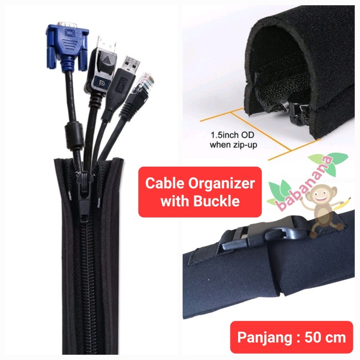 

Pembungkus Kabel Zip Perapih Cable Organizer Sleeve Resleting Buckle
