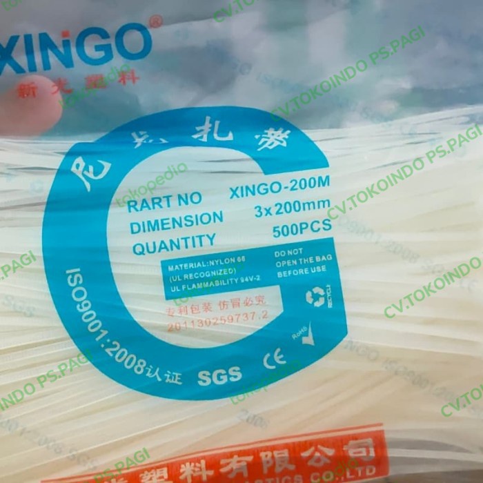 

insulok, kabel tis, cable tie 3x200 XINGO isi 500pcs