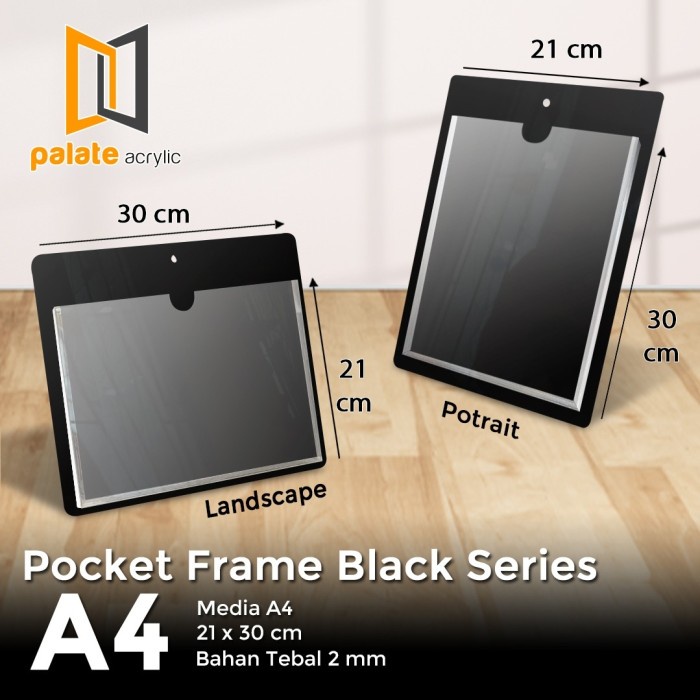 

Terlaris Acrylic Pocket Frame A4/Akrilik Pocket Hitam/Akrilik Thicker 2Mm