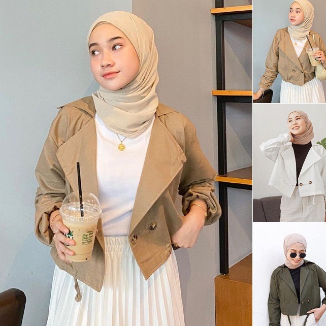 [KODE PRODUK IHYET9596] BLAZER WANITA KOREA CROP MURAH - ADARA BLAZER LINEN RAMI - OUTER WANITA KARD