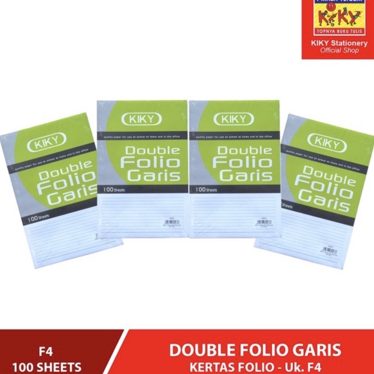 

[KODE PRODUK K0ADT5781] KERTAS DOUBLE FOLIO GARIS 100 LEMBAR KIKY (1 PACK)