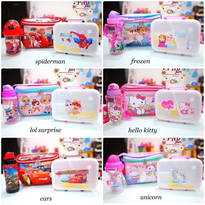 set bekal hello kitty / tempat makan LOL / tempat makan anak frozen NEW
