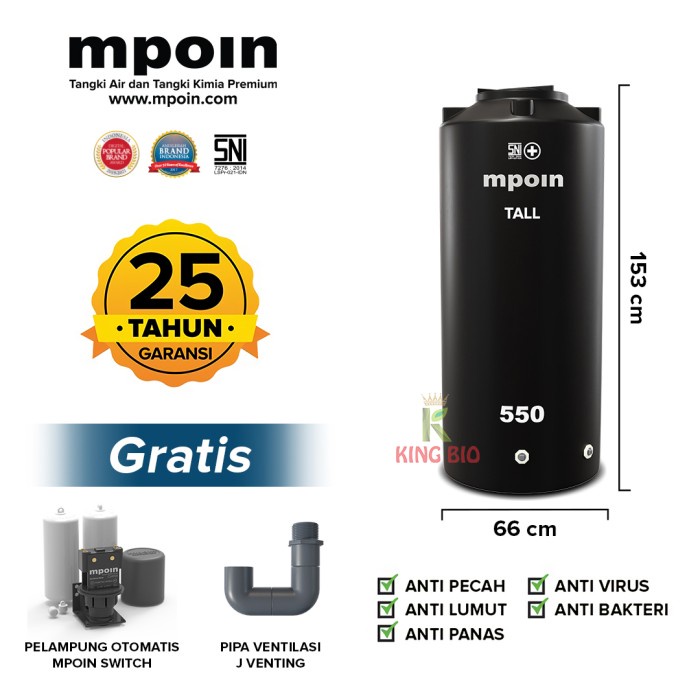 Tangki Air MPOIN PLUS 600 Liter TALL Toren Air Tandon Air