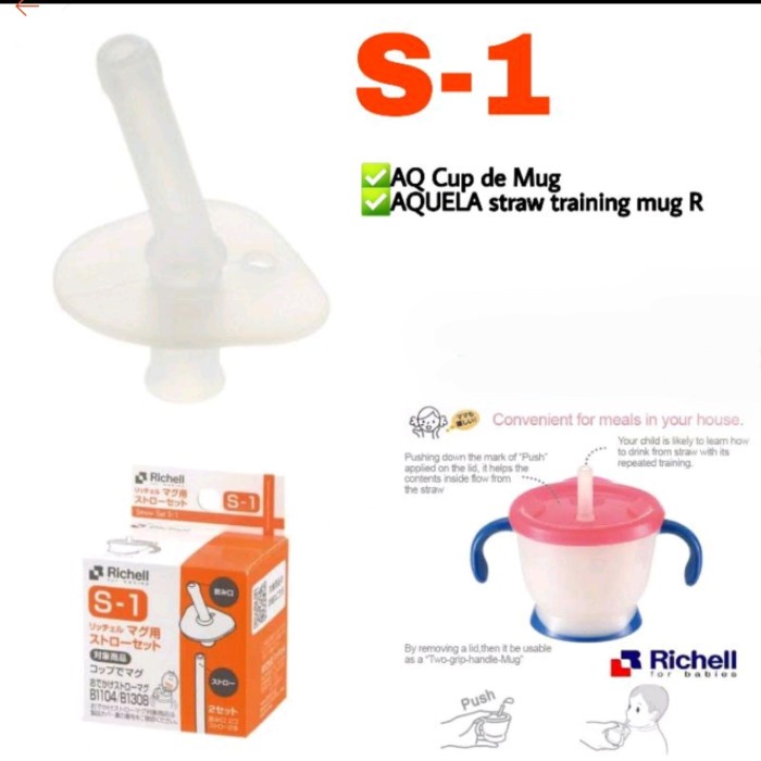 Terlaris Ecer Per Pcs Refill Straw Richell Aqulea S1 Sedotan Pengganti Richell