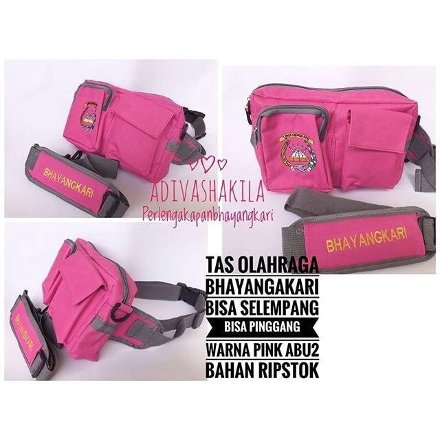 Tas Pinggang Olahraga Bhayangkari Abu Pink