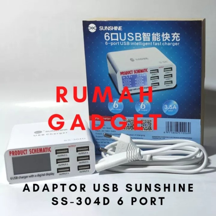 ADAPTOR USB 6 PORT SUNSHINE SS-304D/SS304D ALAT SERVIS