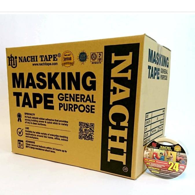 

Isolasi Kertas / Masking Tape Nachi 24 mm x 20 yard 1 DUS / 96 ROLL