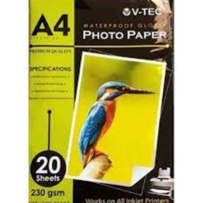 

GLOSSY PHOTO PAPER GPP-9111A A4 230GR V-TEC / KERTAS FOTO