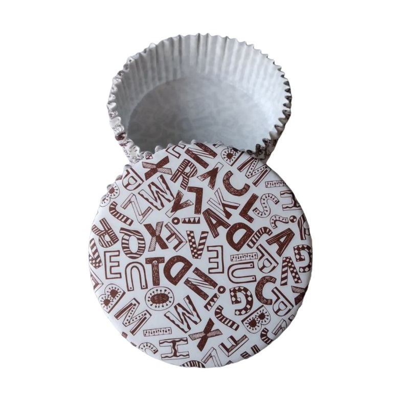 

Ready cup roti laminasi bulat 8cm isi 200 ( letter white ) CCE