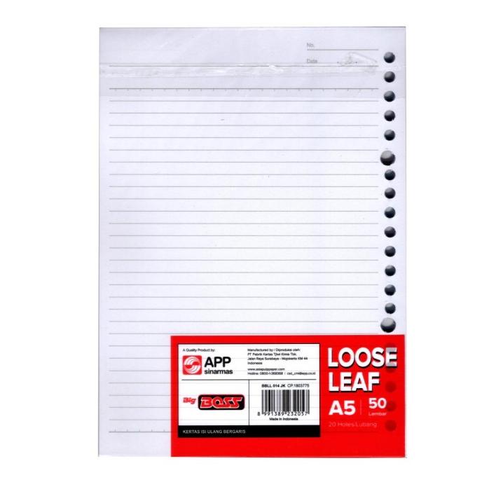 

LOOSE LEAF BIG BOSS 50-A5 PUTIH GARIS