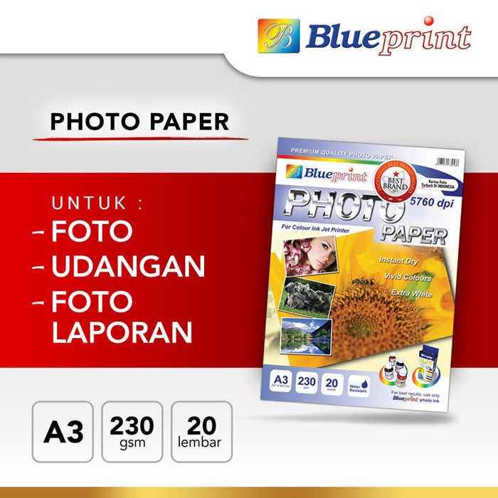 

Terlaris Blueprint Bp-Gpa3230 Glossy Photo Paper 230Gsm A3