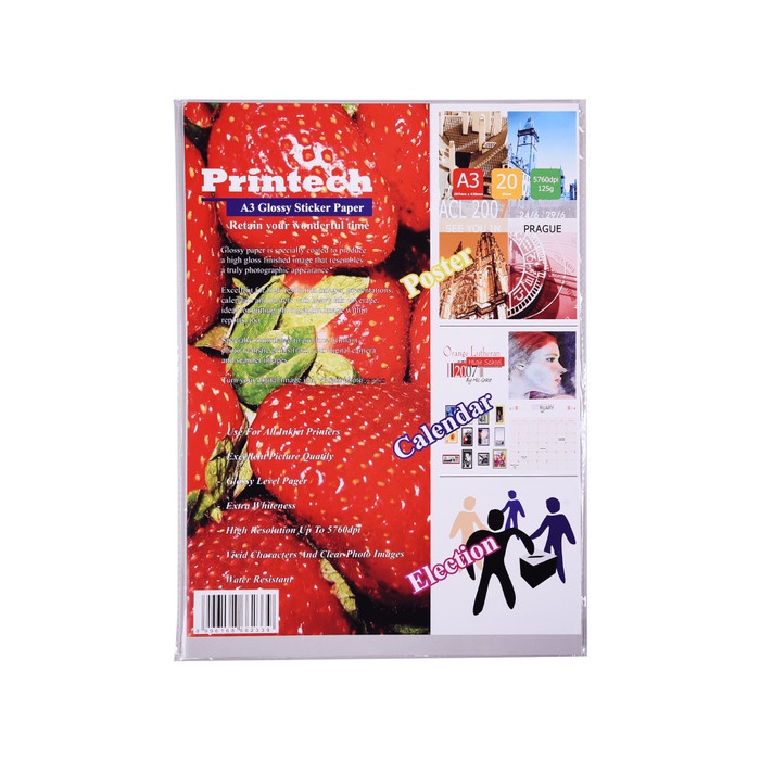

Terlaris Kertas Foto / Photo Paper Printech Glossy Sticker A3 125G - 02023