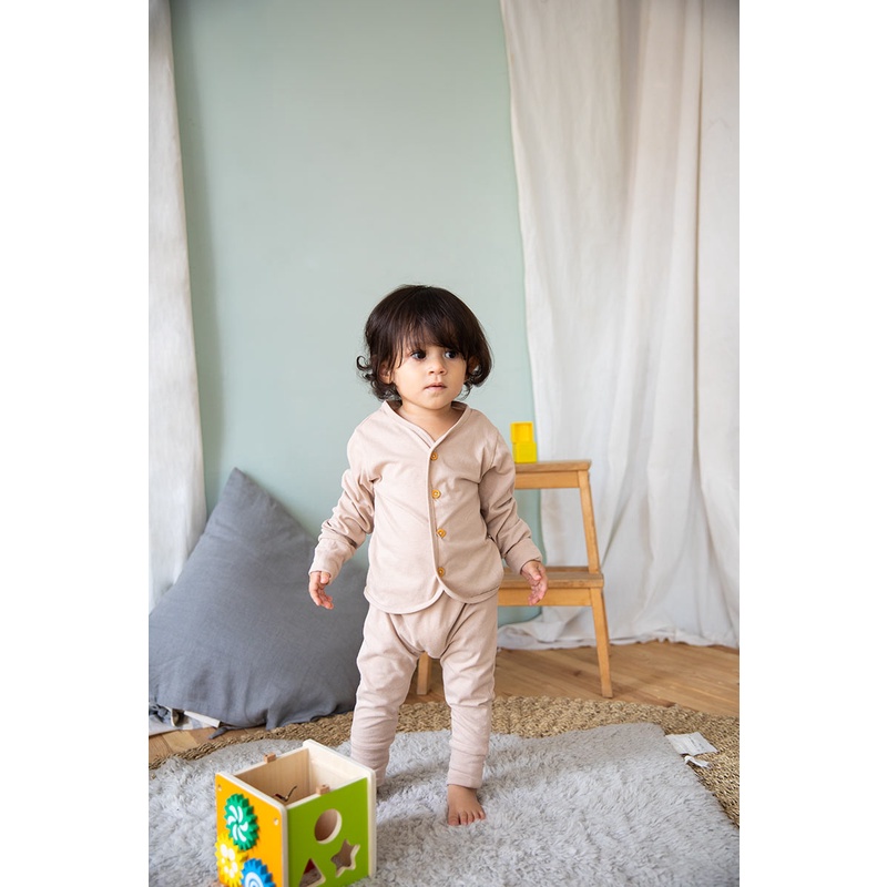 Kottonville Piyama Sets Suki - Butter Cream (Size: 3-6M)