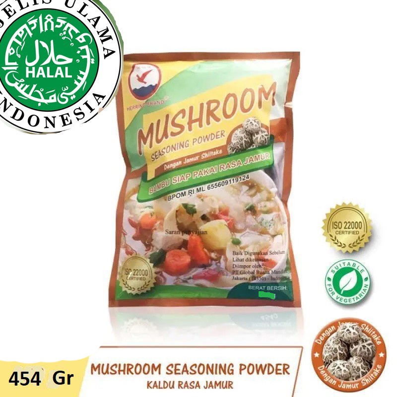 

Kaldu Jamur Vegetarian Bumbu Penyedap Rasa Merek Herring 454 Gram