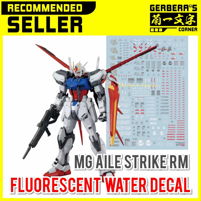 MUST HAVE FLUORESCENT WATER DECAL MG AILE STRIKE RM GUNDAM EVOLUTION STUDIO TERLARIS